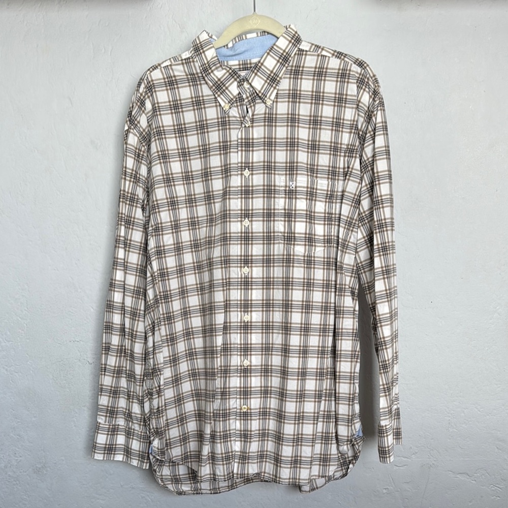 Barbour Brown and White Casual Button Down Shirt